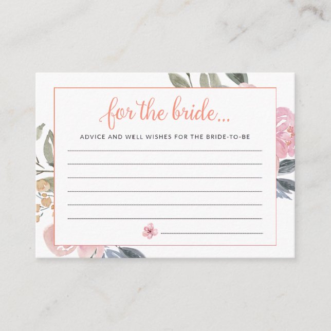 Advice for the Bride Bridal shower Game Enclosure Card (Front)