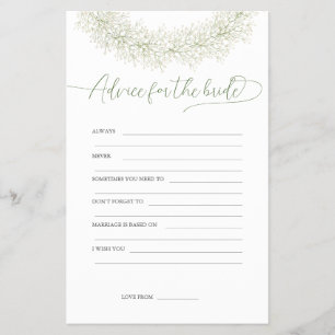 Advice For The Bride Bridal Shower Game Flyer