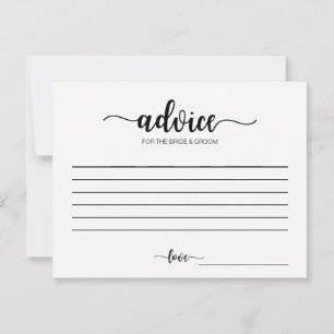 Advice for the Bride Calligraphy Advice Cards