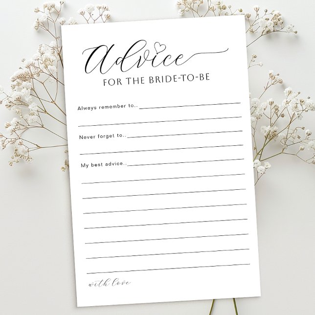 Advice for the Bride Card | Minimal Bridal Shower  (Advice Bridal Card)