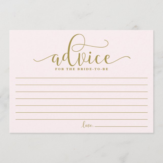 Advice for the Bride | Gold & Pink Calligraphy Card (Front)