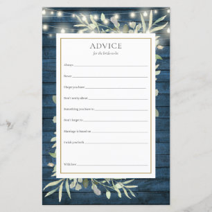 Advice For The Bride Greenery Bridal Shower Card