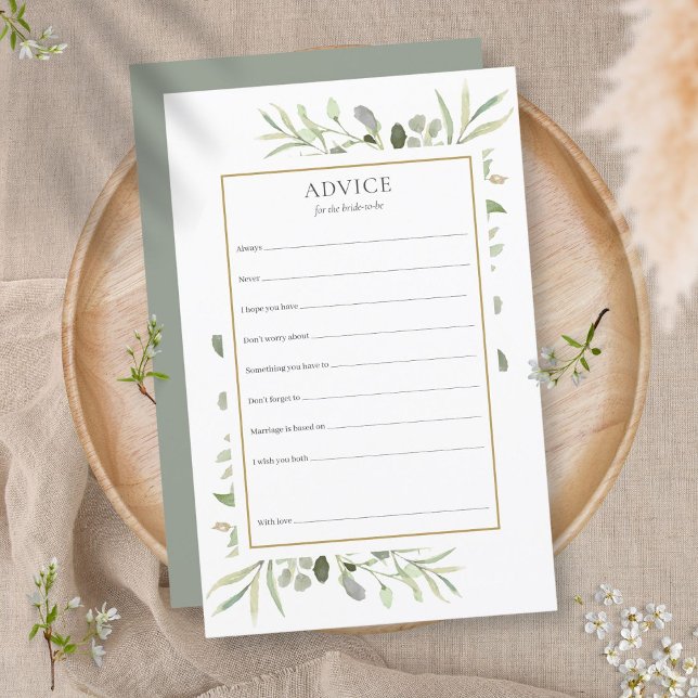 Advice For The Bride Greenery Bridal Shower Card (Creator Uploaded)
