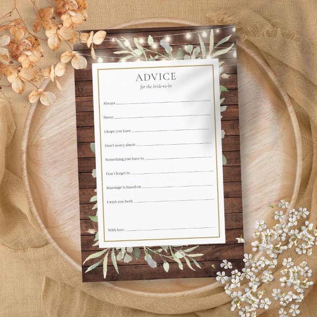 Advice For The Bride Greenery Bridal Shower Card (Advice For The Bride Greenery Bridal Shower Card)