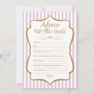 Advice For The Bride Pink Gold Bridal Shower Game
