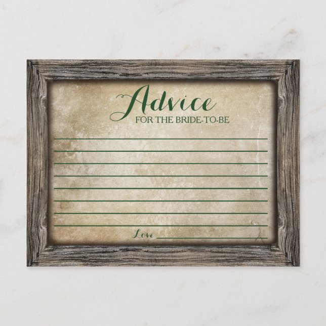 Advice for the Bride | Rustic Calligraphy Card (Front)