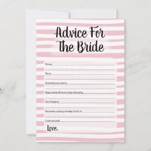 Advice For The Bride Shower Game Pink White Card