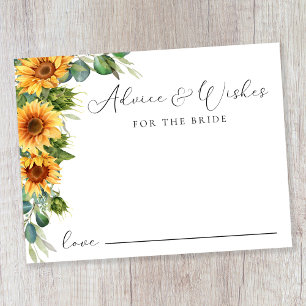 Advice For The Bride Sunflower Bridal Shower Enclosure Card