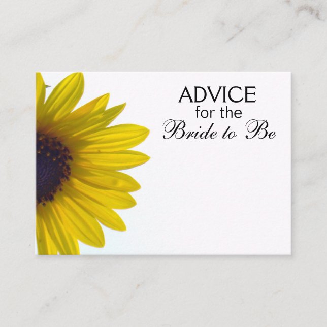 Advice for the Bride to Be Giant Sunflower Cards (Front)