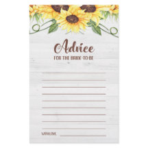 Advice for the Bride to Be Sunflower Shower Card