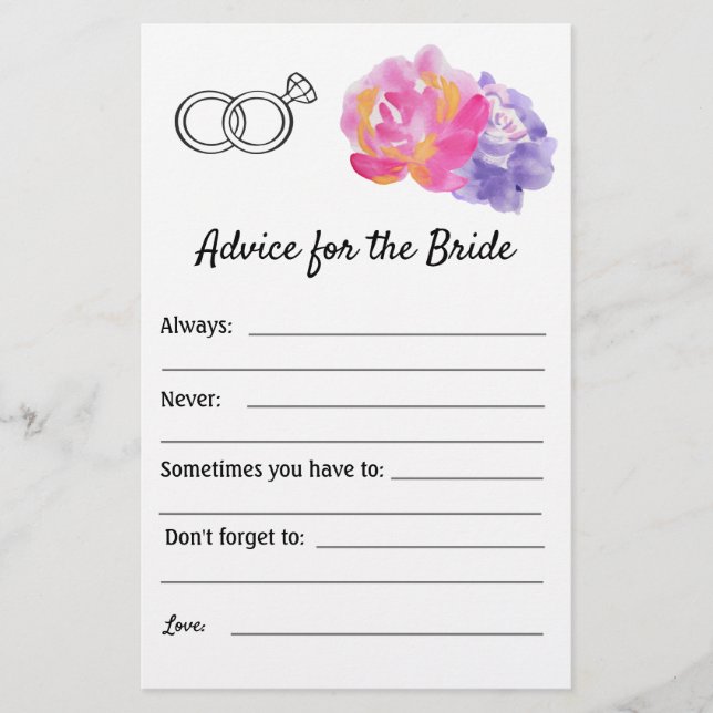 Advice for the Bride - Violet Flowers Flyer (Front)
