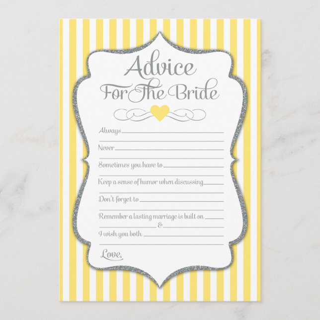 Advice For The Bride Yellow Grey Bridal Shower (Front)