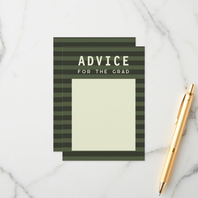 Advice for the Grad Modern Green Sporty Stripes Enclosure Card (Front/Back In Situ)