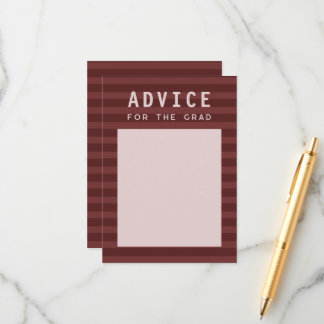 Advice for the Grad Modern Maroon Sporty Stripes Enclosure Card