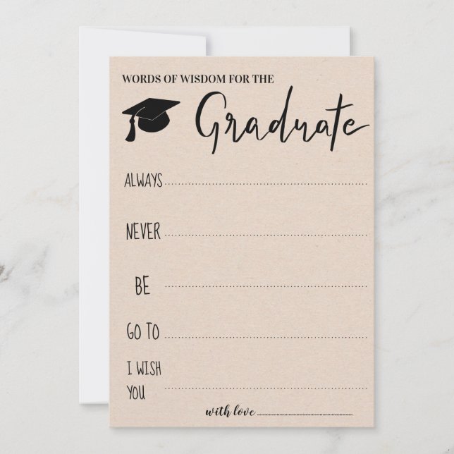 Advice For The Graduate | Kraft Paper Invitation (Front)