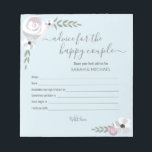 Advice for the happy couple flower bridal shower notepad<br><div class="desc">Have a note pad for guests to fill out at your bridal shower to capture their best advice is such a great idea. Personalised these with the bride and groom's names. Present it to them at the end of the party for cherished wisdom they can hold on to as they...</div>