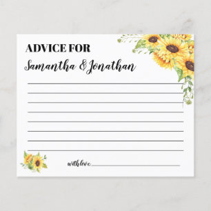 Advice for the Happy Couple Shower Sunflower Card