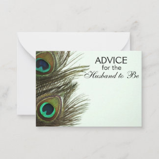 Advice for the Husband to Be Peacock Feather Cards