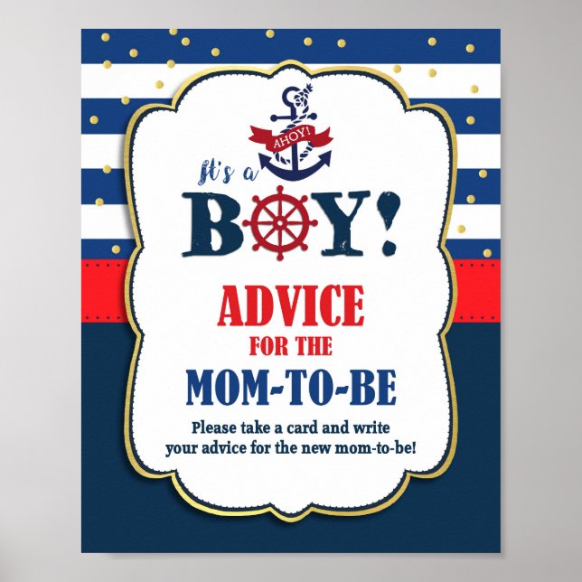 Advice for the Mom to Be Baby Shower Activity Poster (Front)