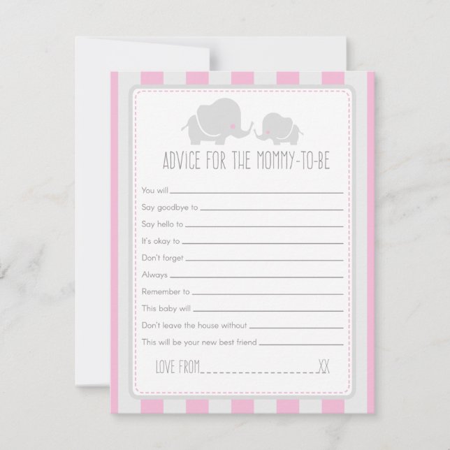 Advice for the Mommy-to-be Baby Shower Game Card (Front)