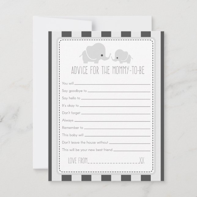 Advice for the Mommy-to-be Baby Shower Game Card (Front)