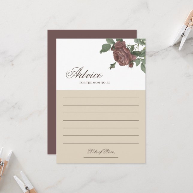 Advice for the mum Burgundy Blush Floral Gold Card (Front/Back In Situ)