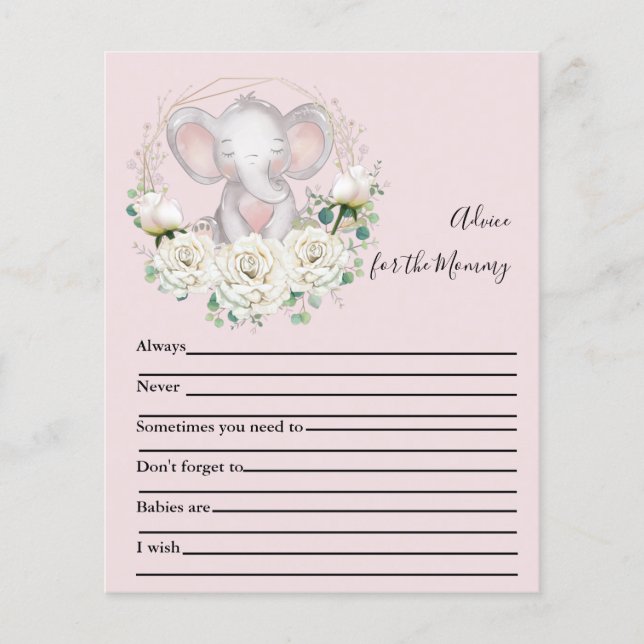 Advice for the Mummy Baby Shower Game (Front)