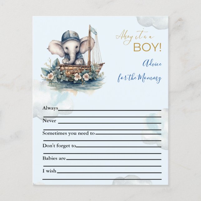 Advice for the Mummy Baby Shower Game (Front)