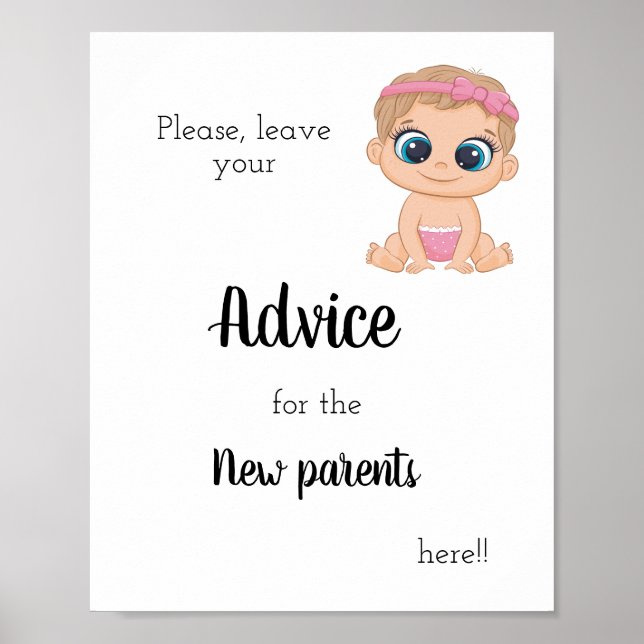 Advice for the New Parents Baby Girl Poster (Front)