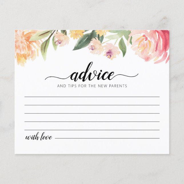 Advice for the New Parents Card Baby Shower party (Front)