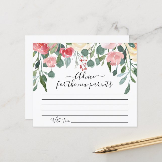 Advice for the new parents Card Baby Shower Party (Front/Back In Situ)