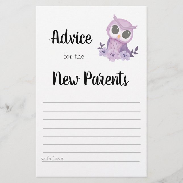 Advice for the New Parents Game Card (Front)