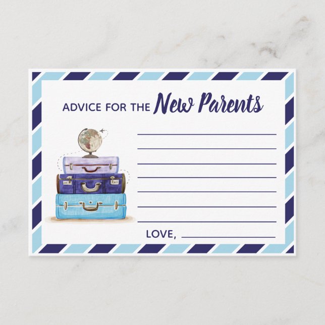 Advice for the New Parents Travel baby shower game Enclosure Card (Front)