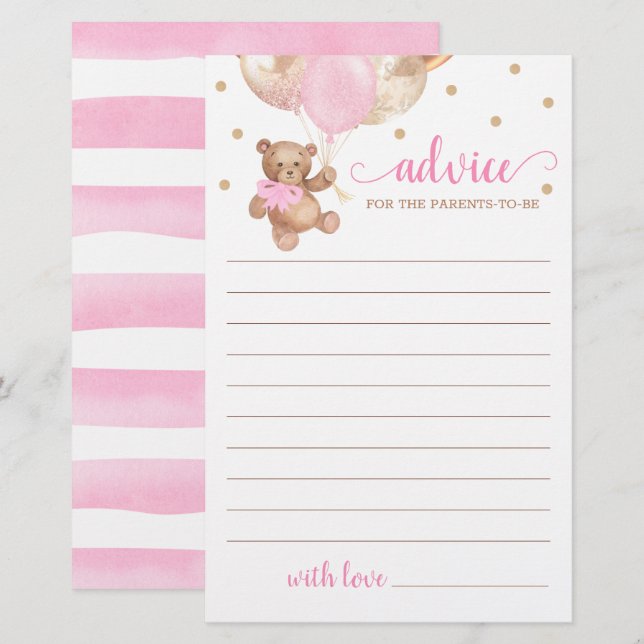 Advice for the Parents Baby Shower Teddy Bear (Front/Back)