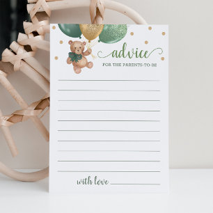 Advice for the Parents Baby Shower Teddy Bear Card