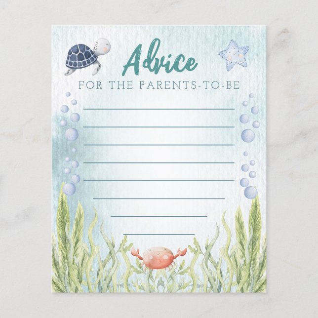 Advice for the Parents-to-be Baby Shower Game (Front)