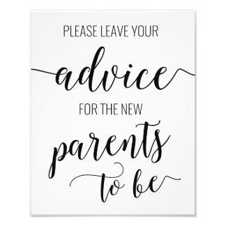 Advice for the Parents to Be Baby Shower Sign Card