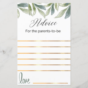 Advice for the parents to be babyshower game