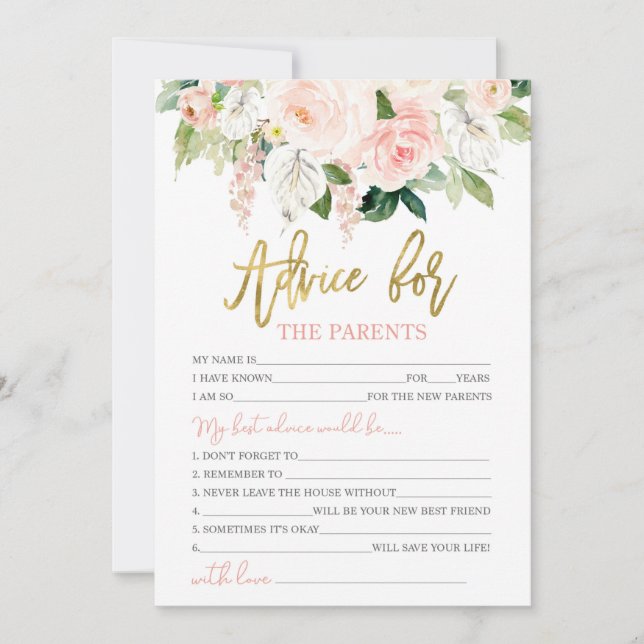 Advice for the parents to be floral anthurium invitation (Front)