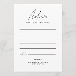 Advice for the Parents To Be Script Baby Shower Card