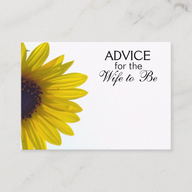 Advice for the Wife to Be Giant Sunflower Cards (Front)