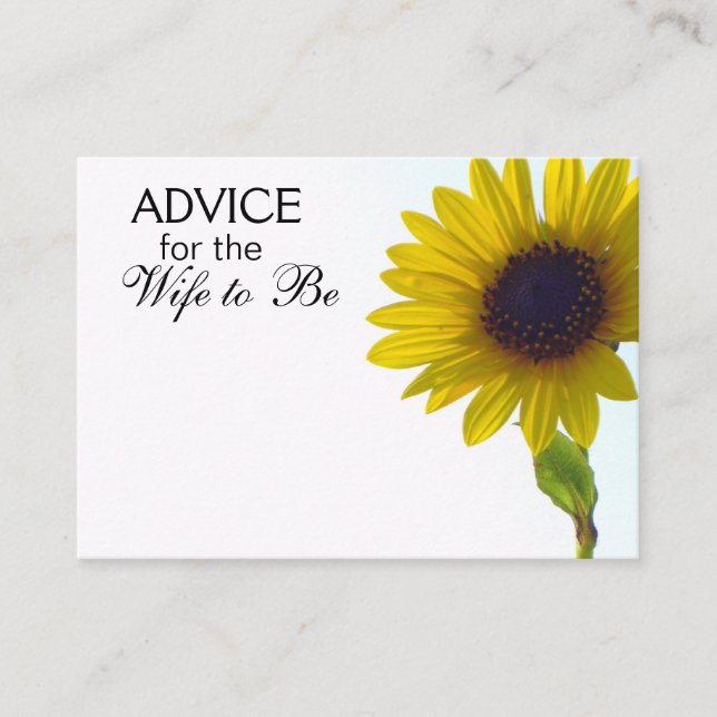 Advice for the Wife to Be Tall Sunflower Cards (Front)