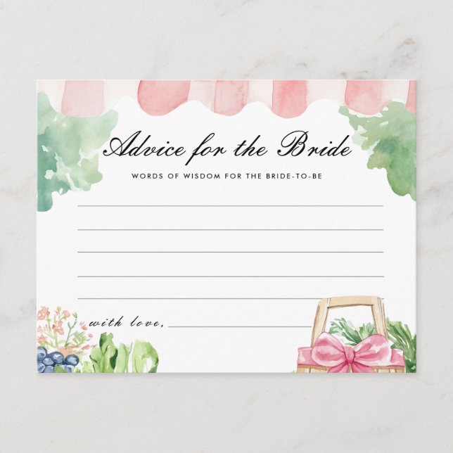 Advice Fresh Off The Market Bridal Shower Enclosure Card (Front)