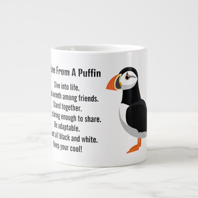 Advice from a Puffin Design Large Coffee Mug (Front)