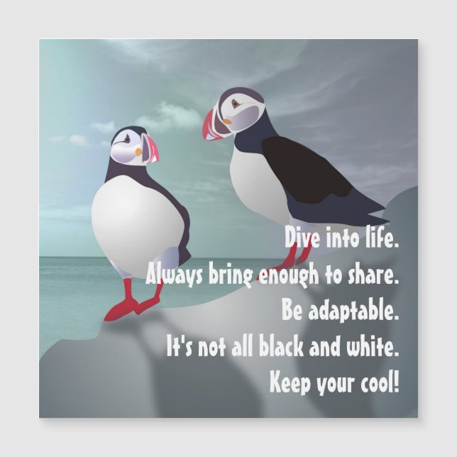 Advice from a Puffin Design Magnetic Card (Front)