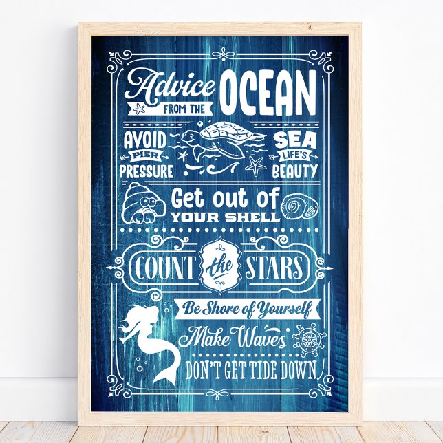 Advice From The Ocean Cute Beach Quote Poster (Creator Uploaded)