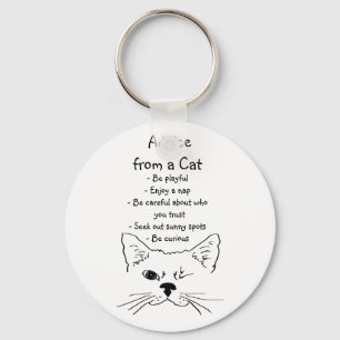 Advice from Winking Cat Fun Animal Humor Key Ring