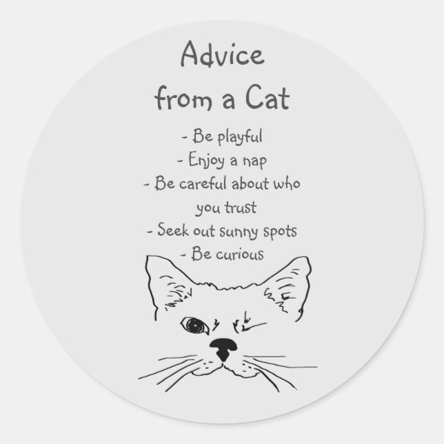 Advice from Winking Cat Fun Animal Humour Classic Round Sticker (Front)