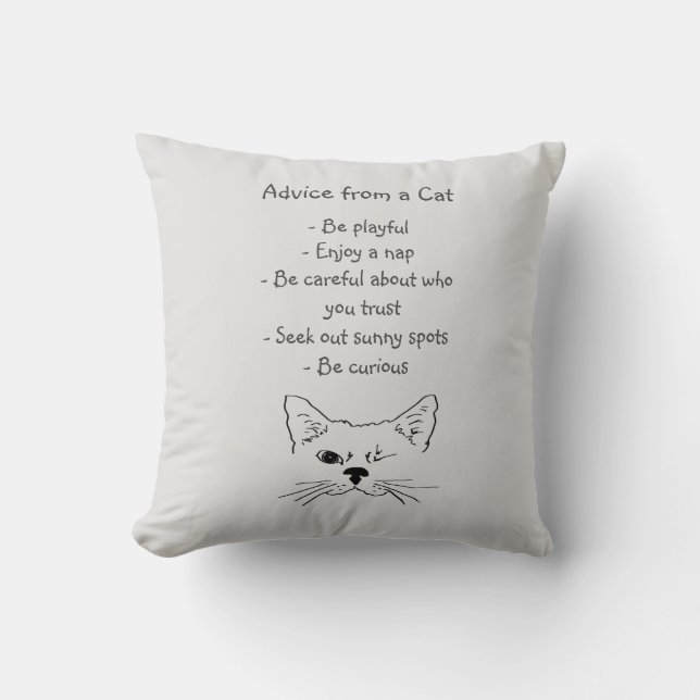 Advice from Winking Cat Fun Animal Humour Cushion (Front)