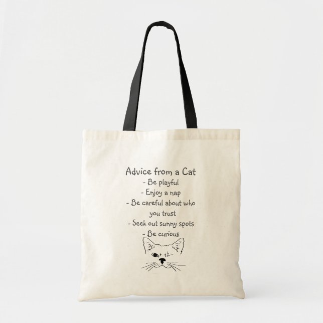 Advice from Winking Cat Fun Animal Humour Tote Bag (Front)